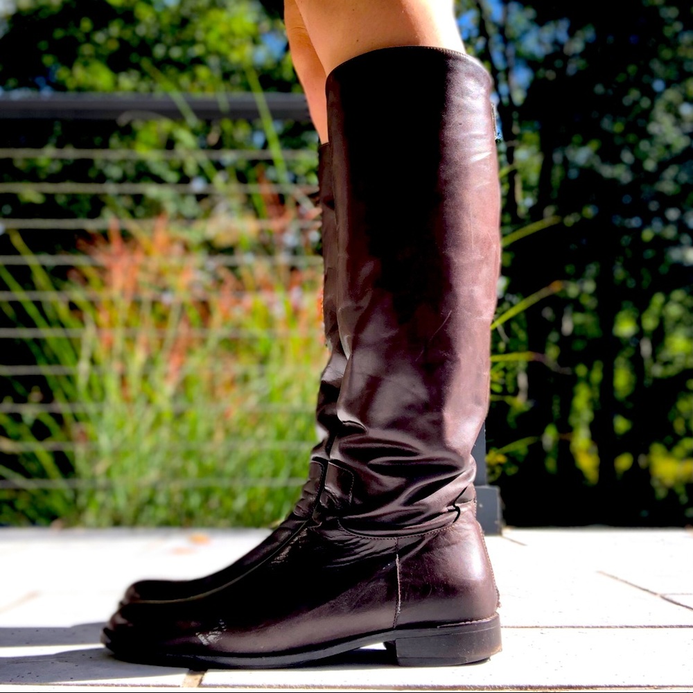 Dusica Sacks Brown Leather Made in Italy Equestrian Boots sz 39.5